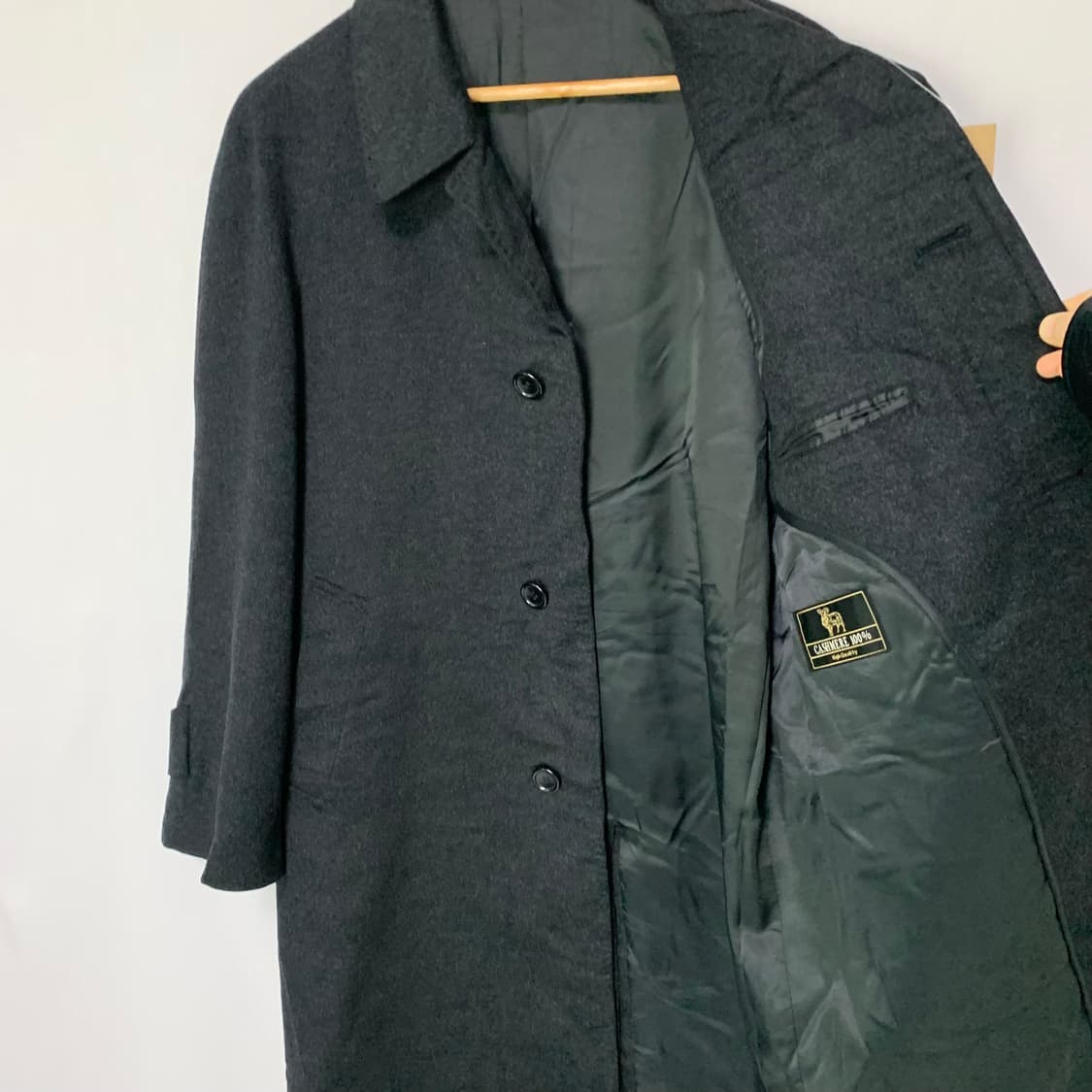 일본 빈티지 캐시미어 100 차콜 코트 95 jpn 상품이미지4