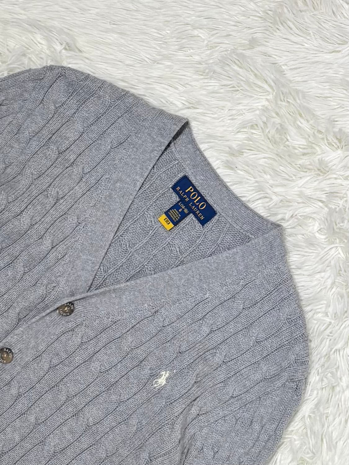 폴로랄프로렌 qr 화이트포니 그레이 케이블 가디건 상품이미지4