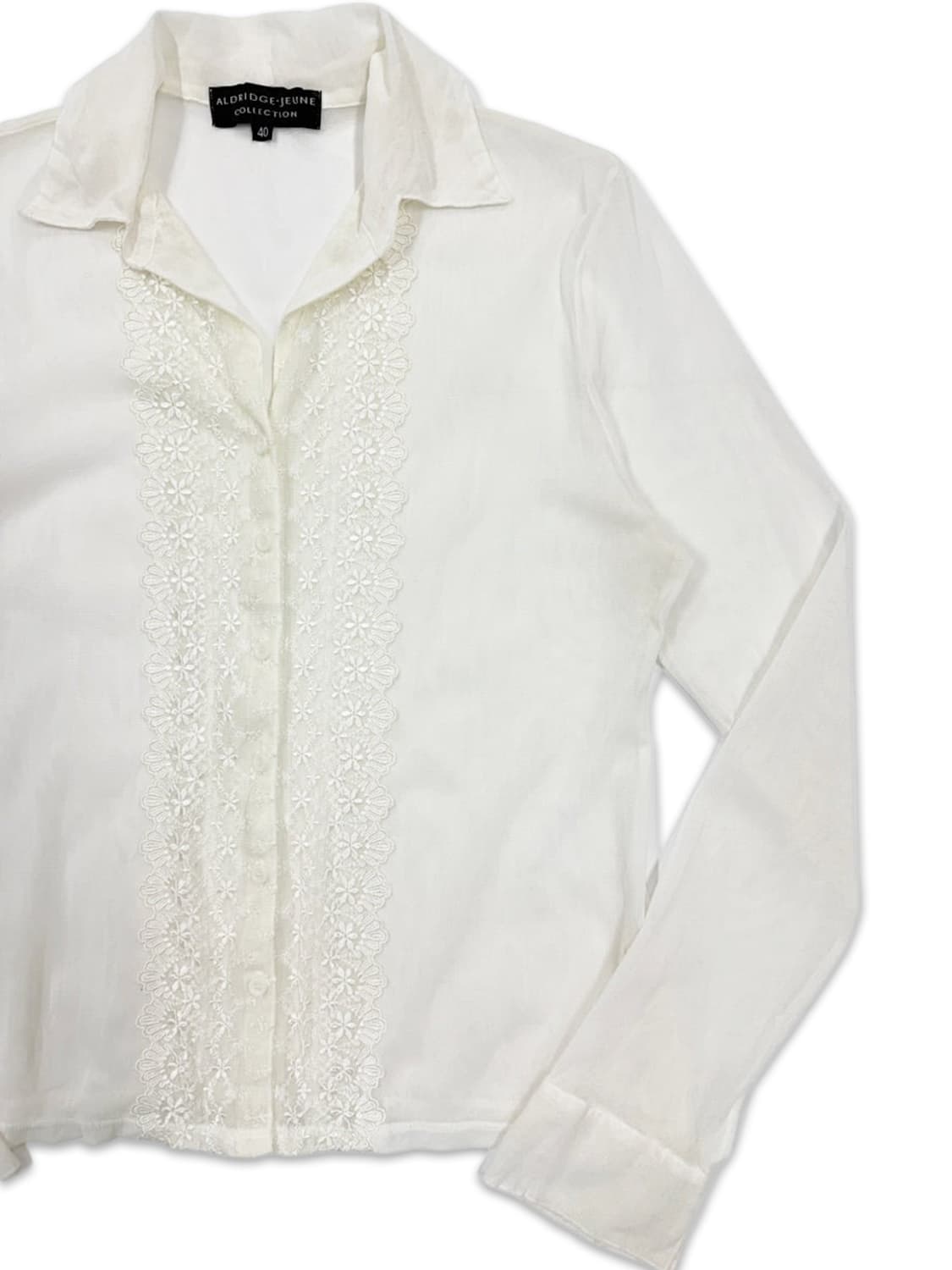 빈티지 ALDRIDGE JEUNE 화이트 시스루 레이스 셔츠 블라우스 상품이미지2