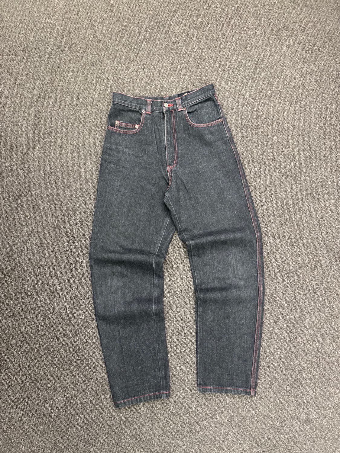 OS)Japanese vintage 레드 스티치 포인트 흑청 데님팬츠 상품이미지1