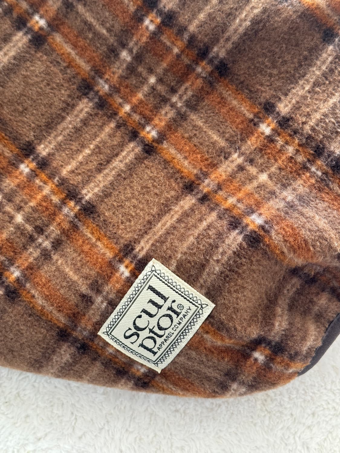 스컬프터 브라운 체크 후드티 플리스 후리스 후디 상품이미지2