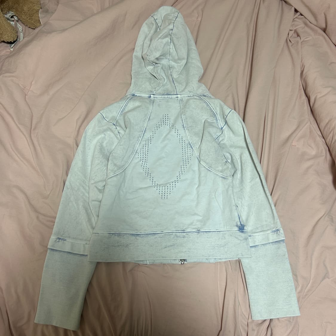 미스치프 롬버스 펀칭 후드집업 블리치드 라이트 블루 M 상품이미지4