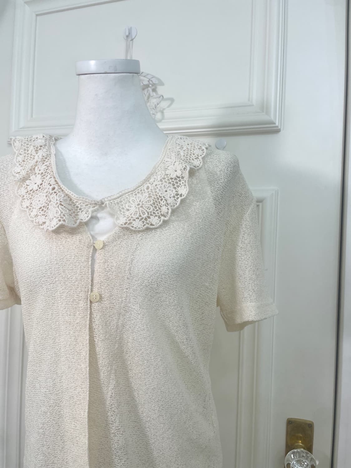 ivory half cardigan&EARTH lace trim slee 상품이미지6