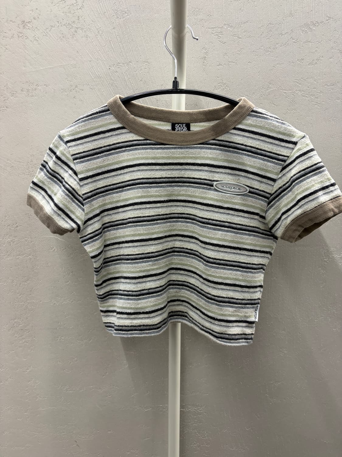 스컬프터 스트라이프 크롭티 그린 S 상품이미지2