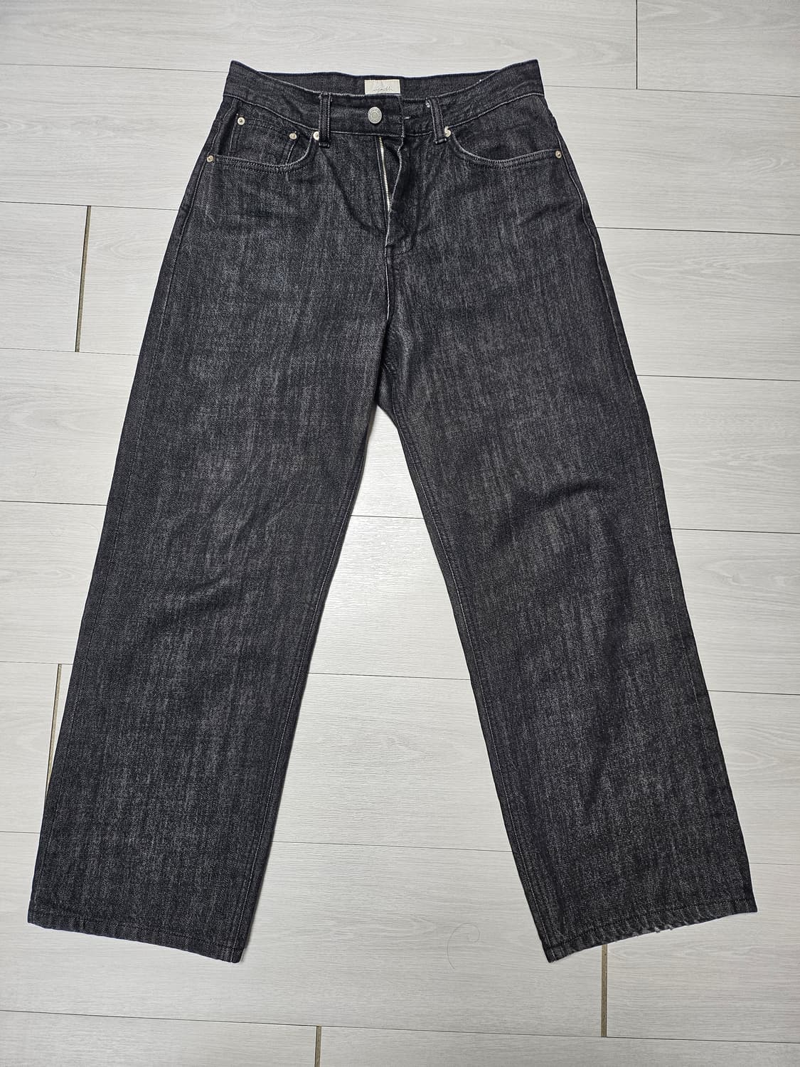 YOUTH 와이드 데님 팬츠 워시드 블랙 S 상품이미지1