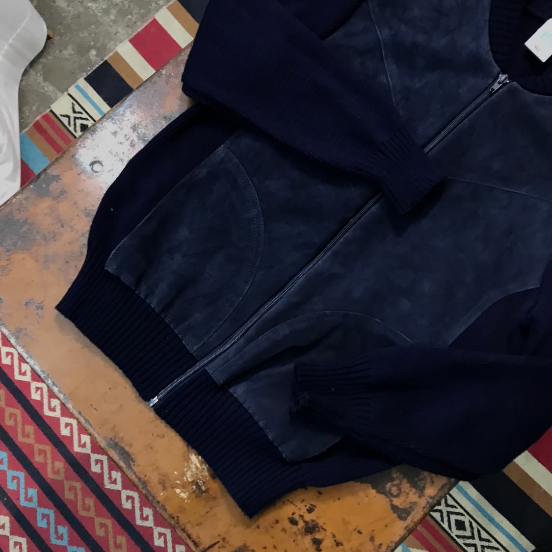 UK VTG 네이비 스웨이드 아크릴 집업 자켓 남성 102 여성 루즈핏  상품이미지3