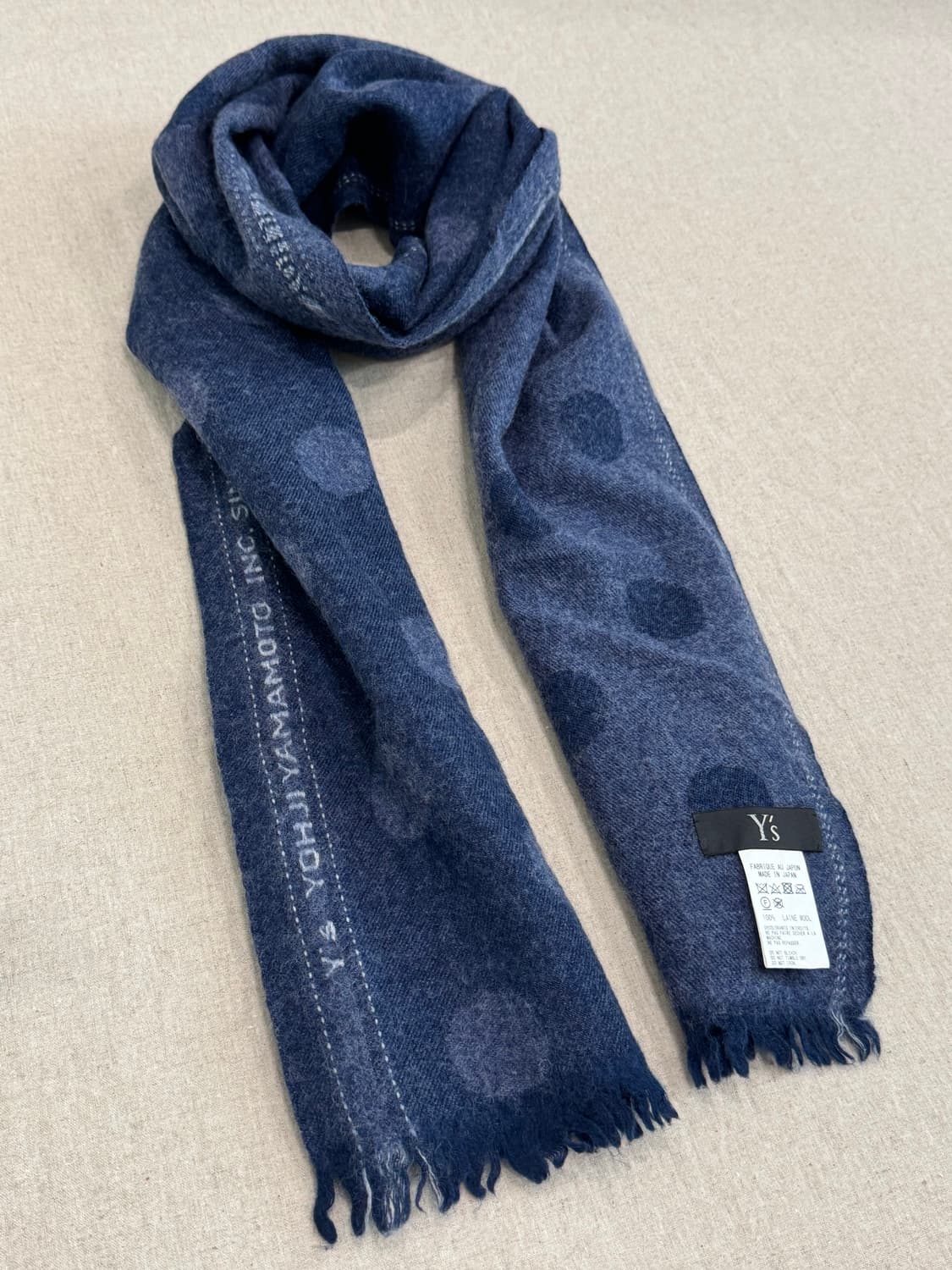 요지야마모토 네이비 도트 울 머플러 상품이미지2