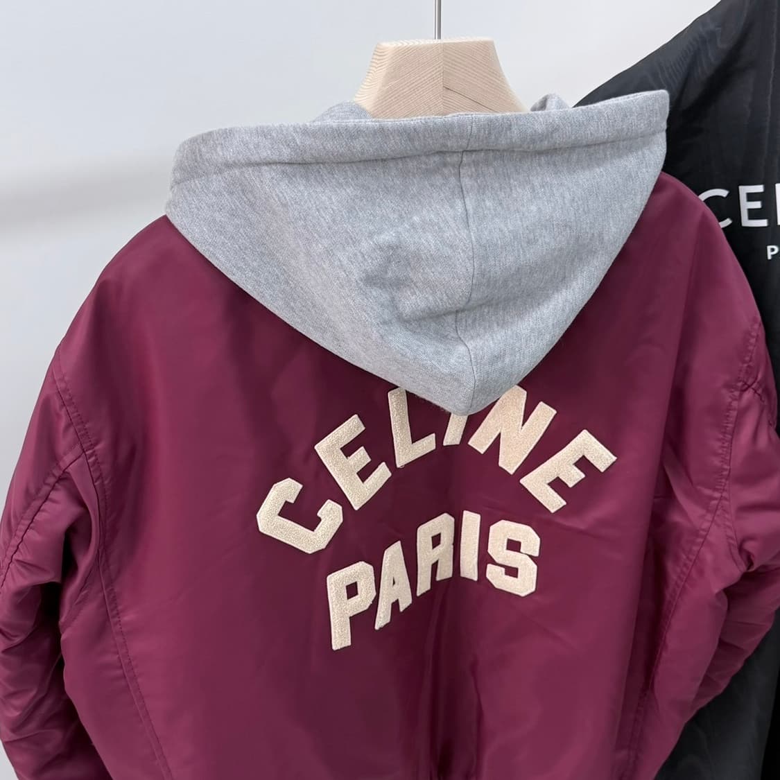 [S+급/44] 셀린느 테디 후드 백로고 봄버 바시티자켓 버건디 상품이미지6