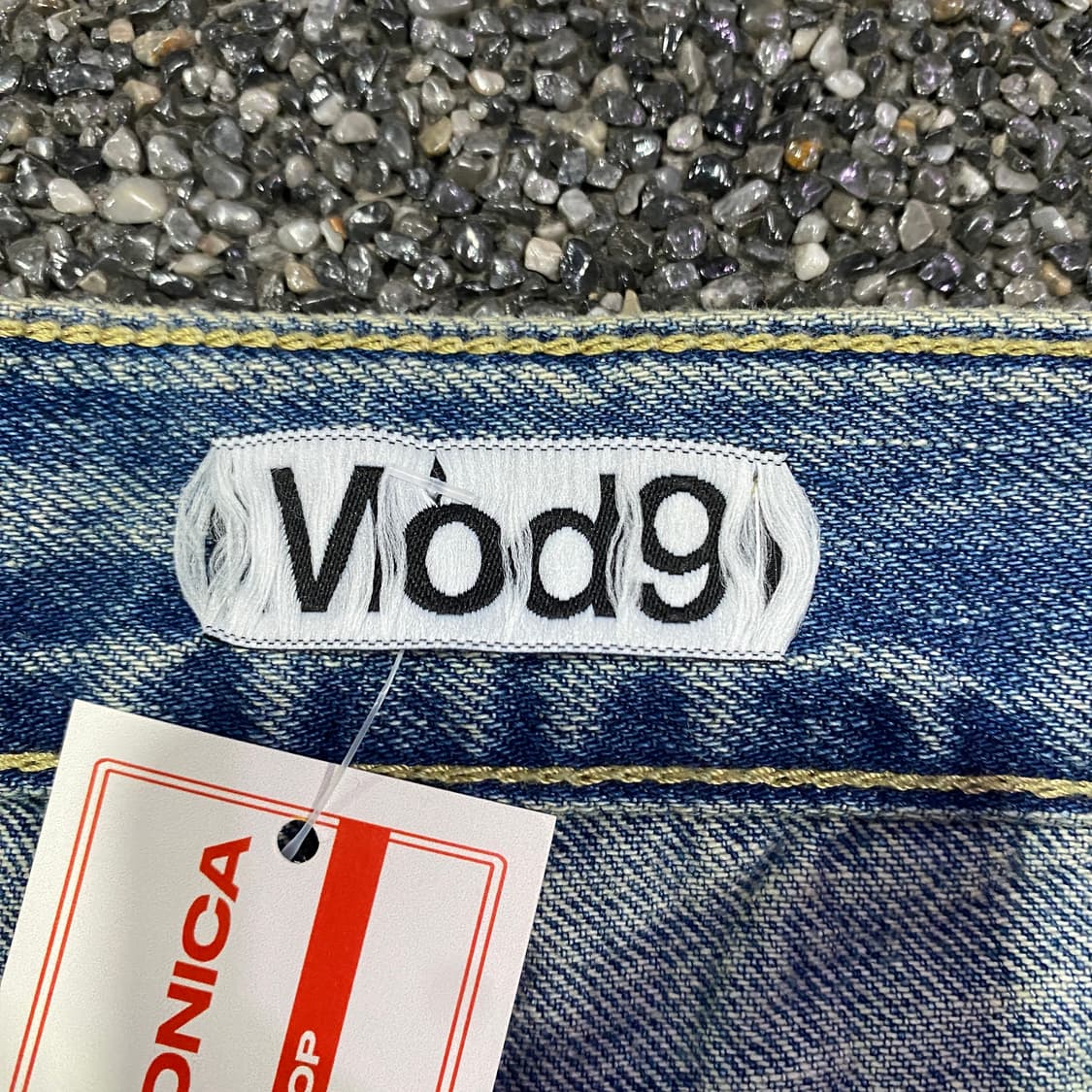 모드나인 백 패치 블루레인 와이드 데님 팬츠 B3608  상품이미지4