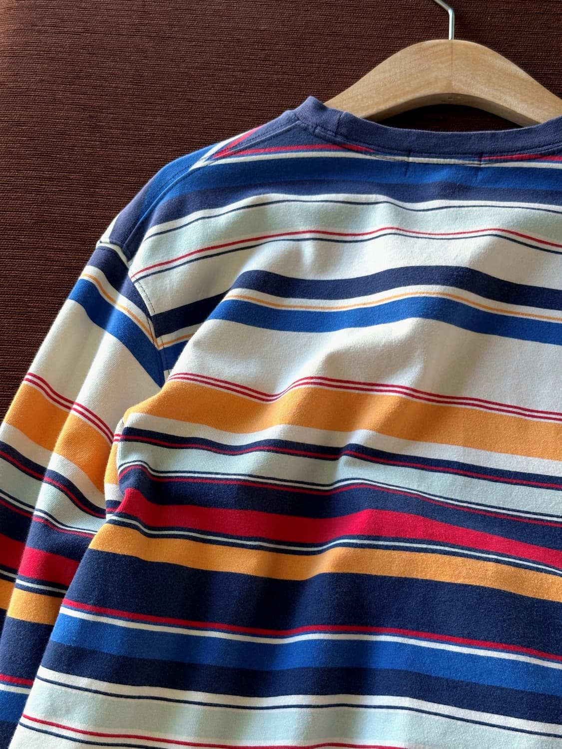 Stretched fabric multi stripe L/S top 상품이미지5