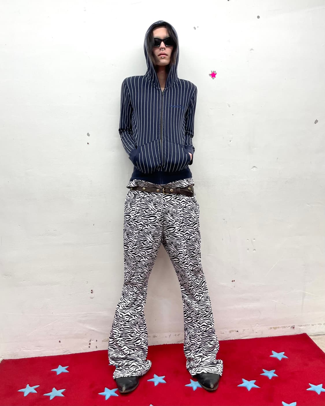 White Sticky Navy Hooded Zip-Up  상품이미지6