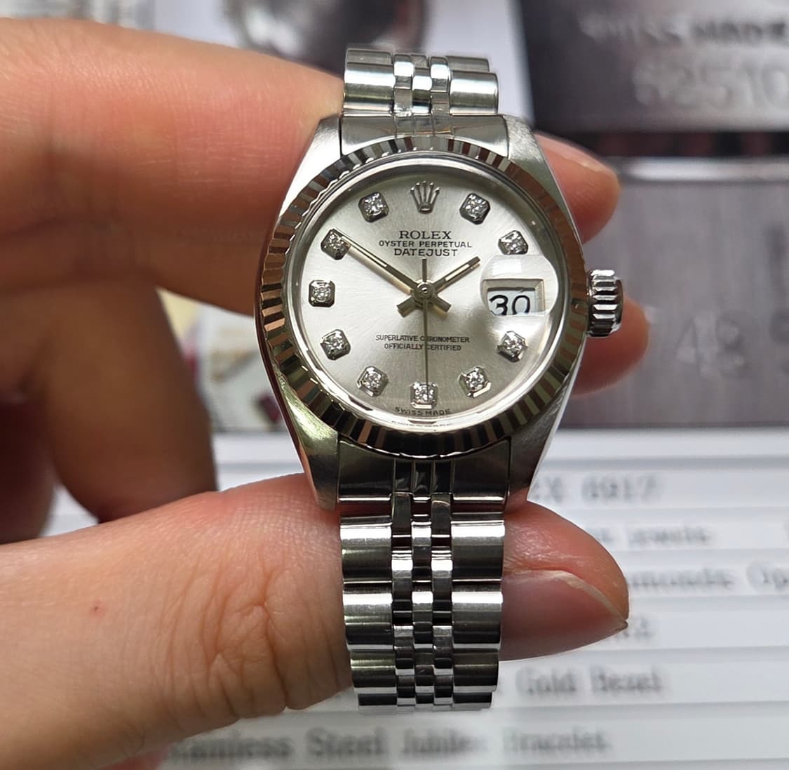 롤렉스 데이저스트 6917 실버 10P다이아 쥬빌리줄 여성용 (감정서 포 상품이미지2