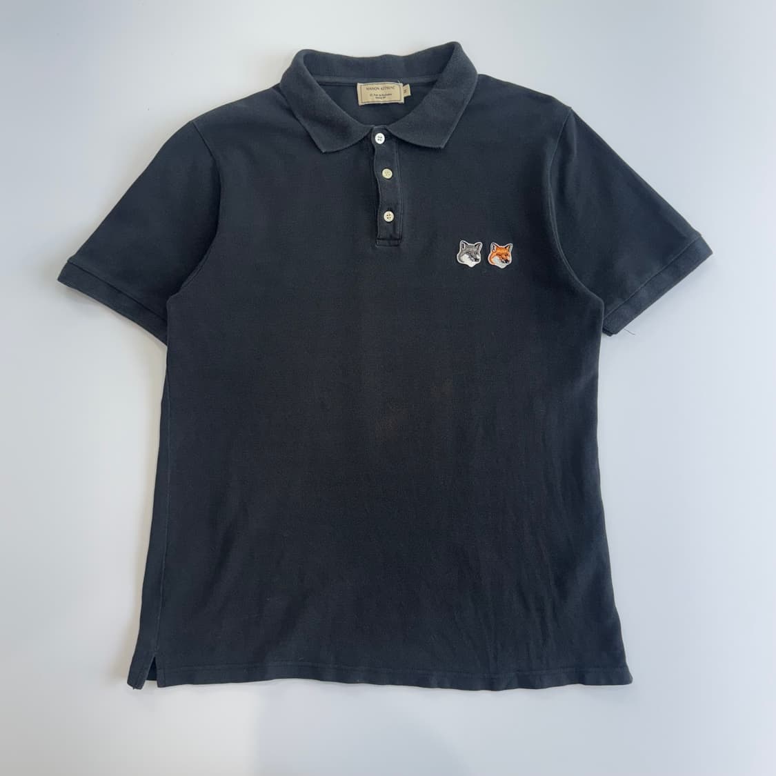 Maison kitsune 메종키츠네 더블폭스 블랙 카라 반팔 상품이미지3
