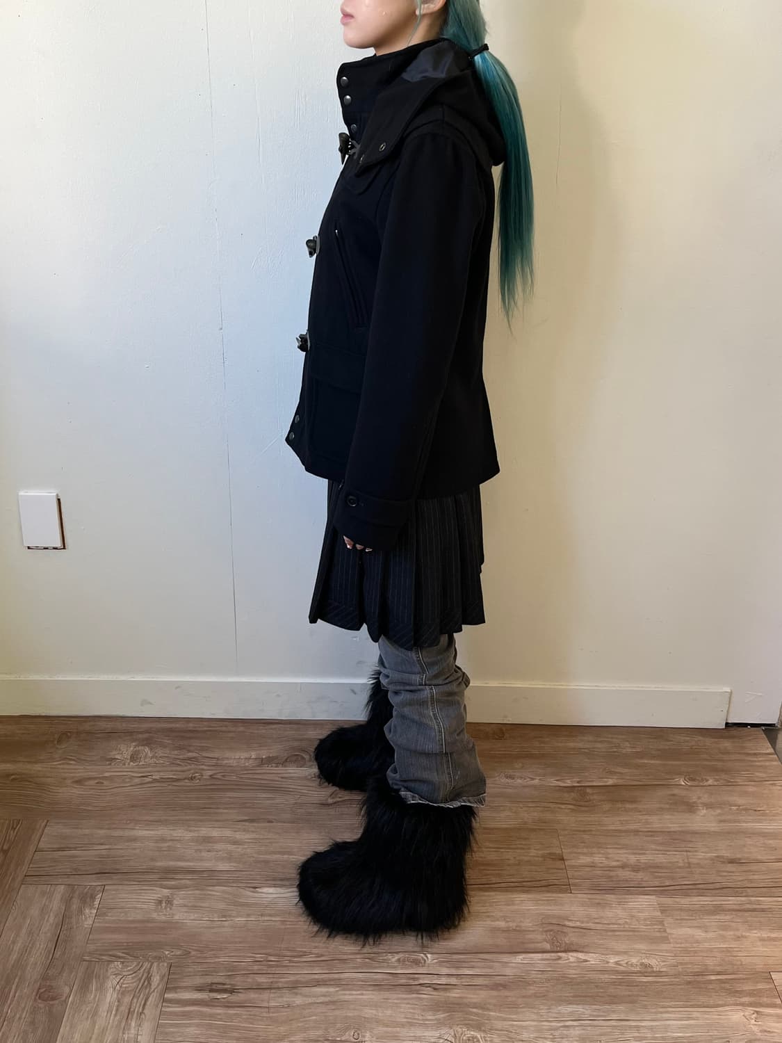 Men’s bigi 블랙 더플 코트 상품이미지8