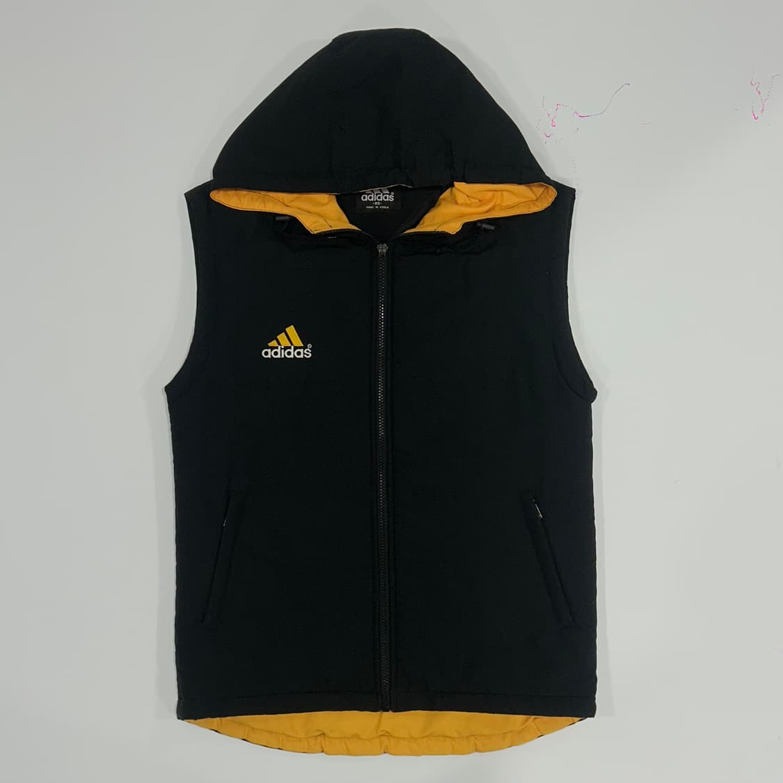 Adidas 아디다스 백포인트 옐로우 블랙 배색 후드조끼 상품이미지3