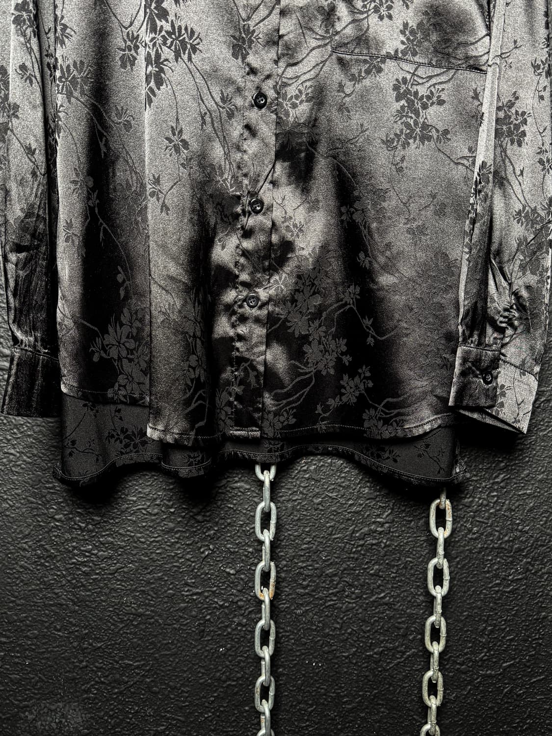 Black Floral Satin Shirt 상품이미지7
