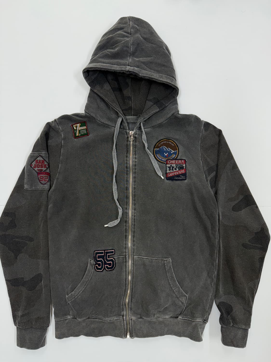 빈티지 패치 카모 믹스 후드집업 상품이미지1