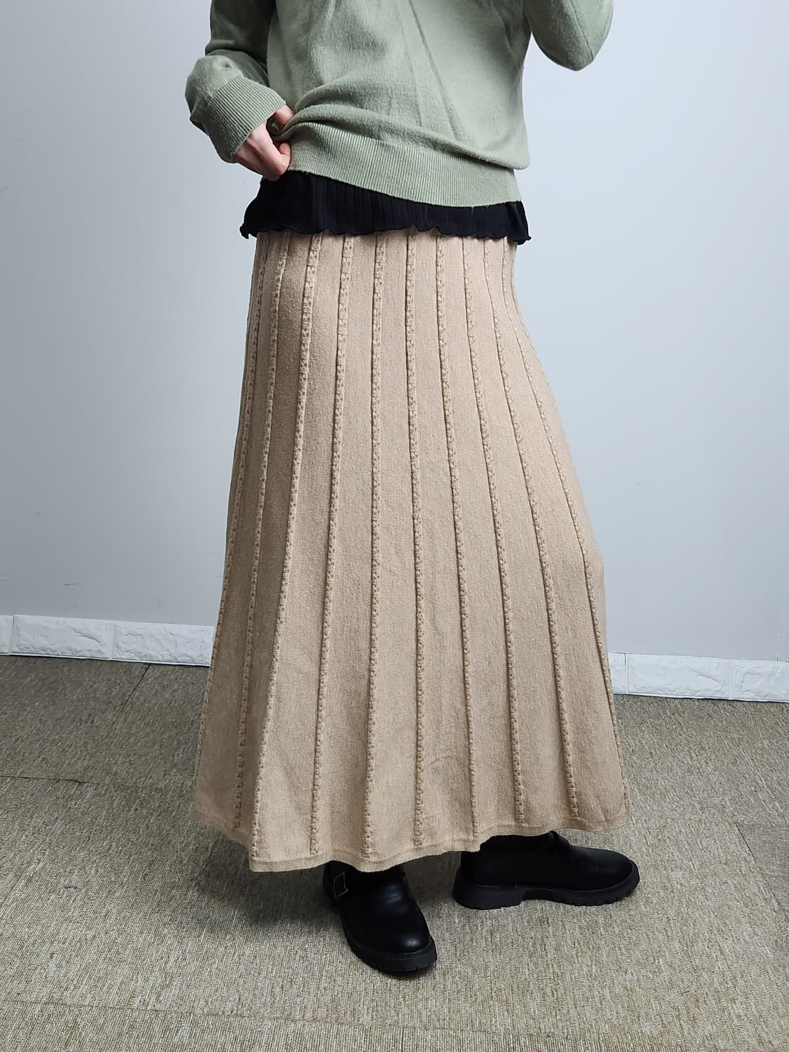 라인 니트 롱 스커트 상품이미지4