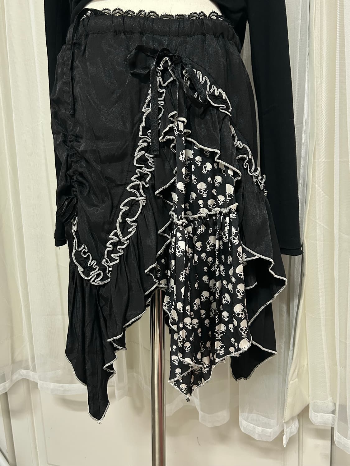 Algonquins 셔링 디테일 펑크 언발스커트 스컬패턴 고딕 고스 상품이미지2