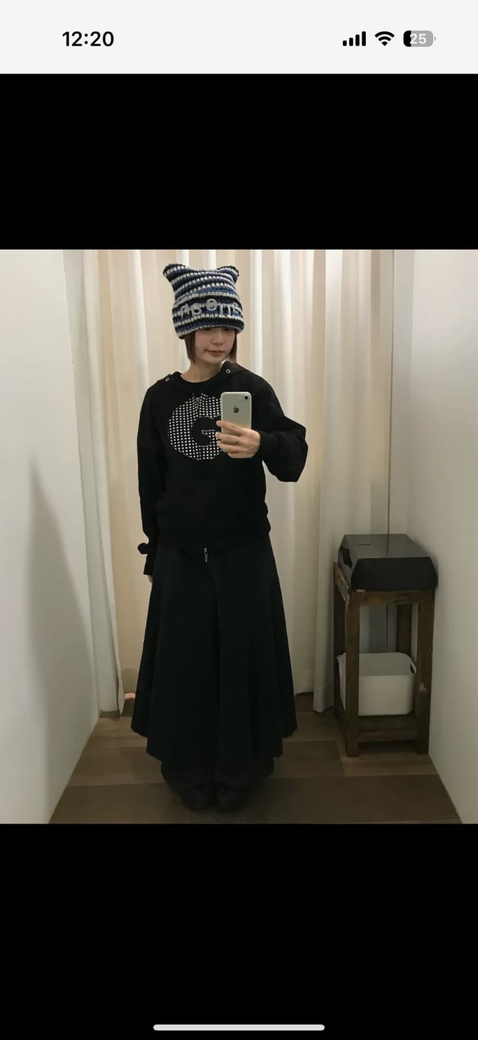 탄산마그네슘 혼 아플리케 후드집업 (블랙) 상품이미지1