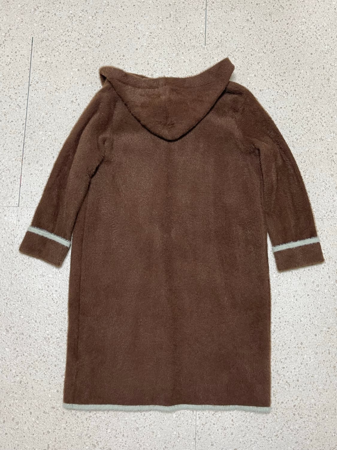 상태좋음) 나일론 퍼 여성 후드 롱 가디건 브라운 S 상품이미지4