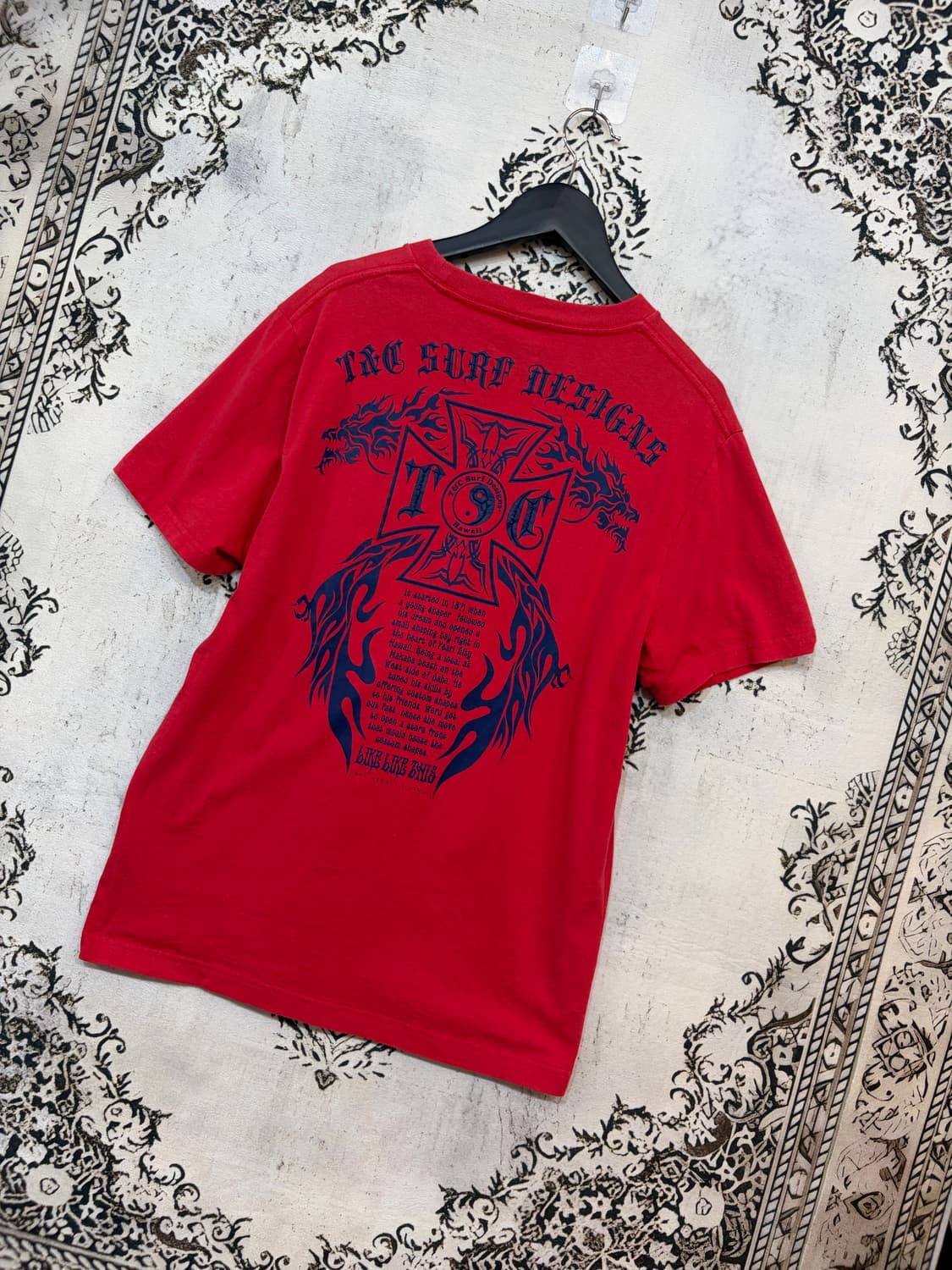 일본빈티지 T&G surf 드래곤 크로스 반팔 상품이미지3
