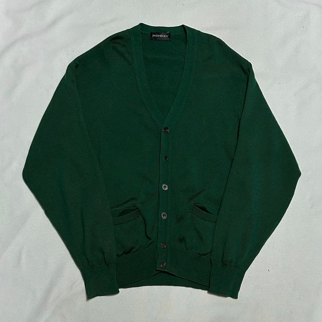 L 입생로랑 브이넥 그린 울 가디건 상품이미지2