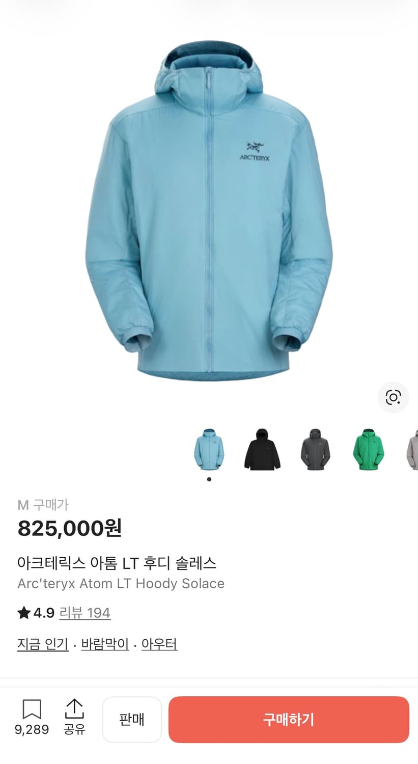 아크테릭스 아톰 LT 후디 솔레스 상품이미지1