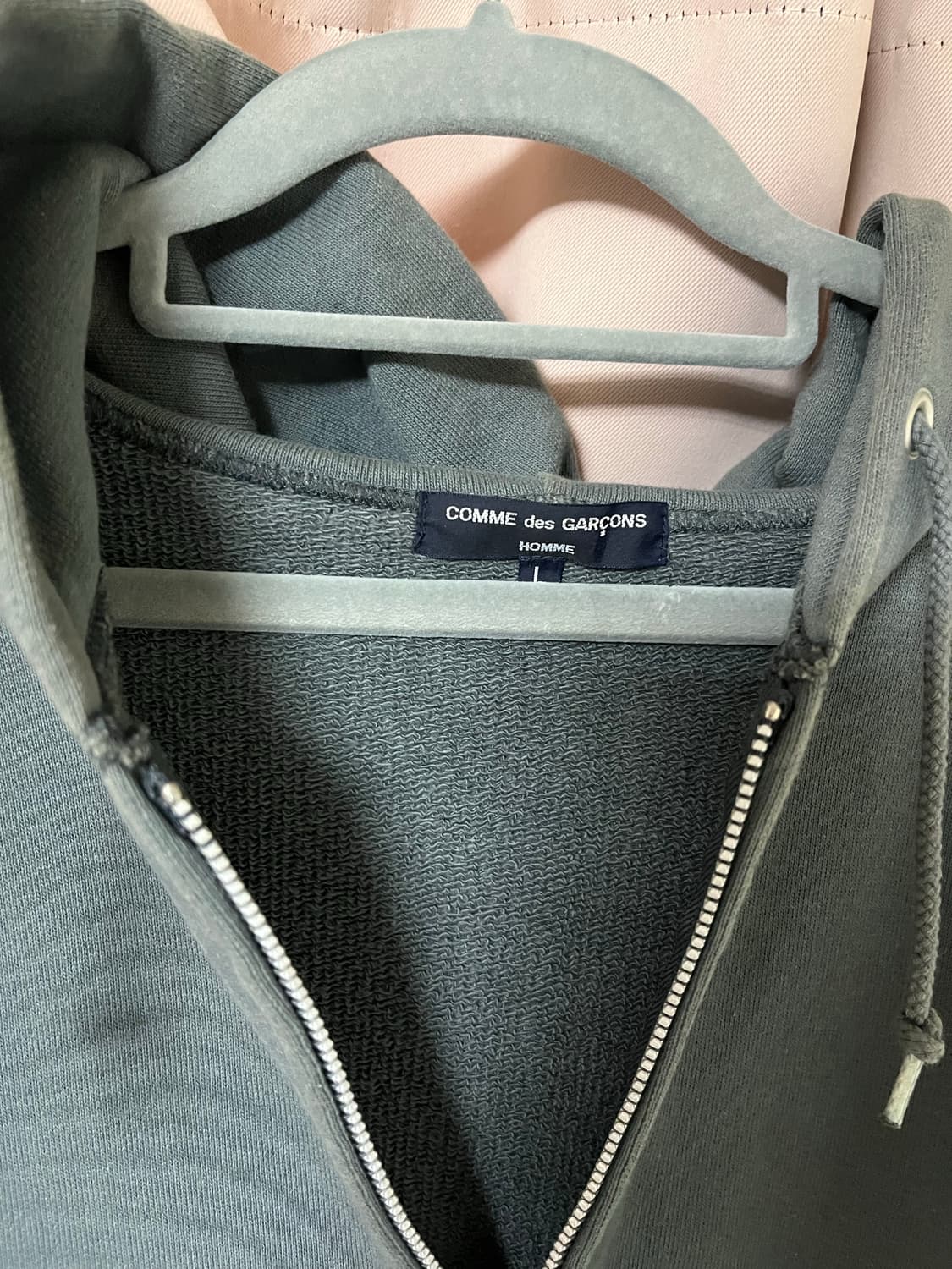 꼼데가르송 옴므 후드집업 차콜 L 상품이미지3