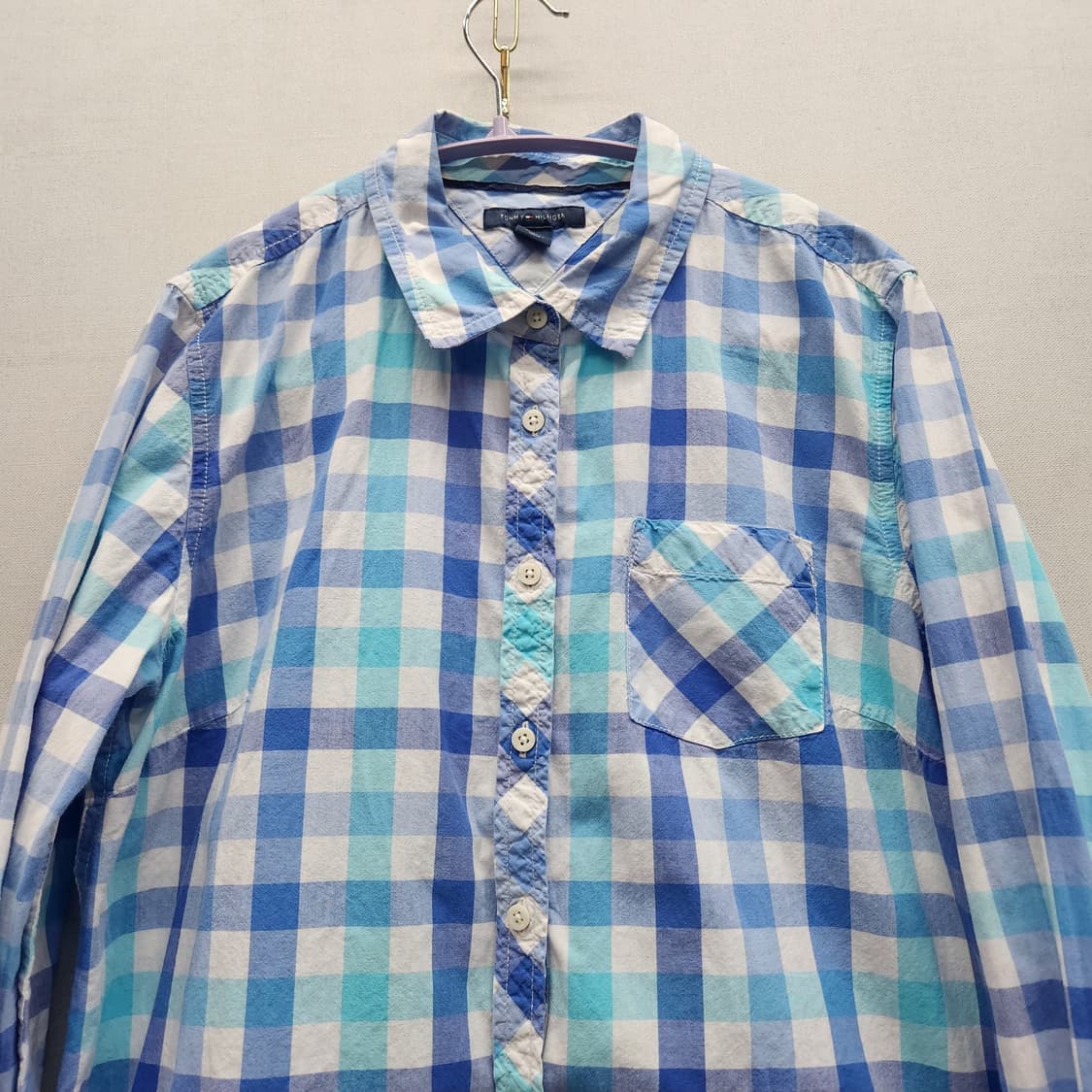 타미힐피거 원포켓 깅엄체크 셔츠 L(M~L) 상품이미지2
