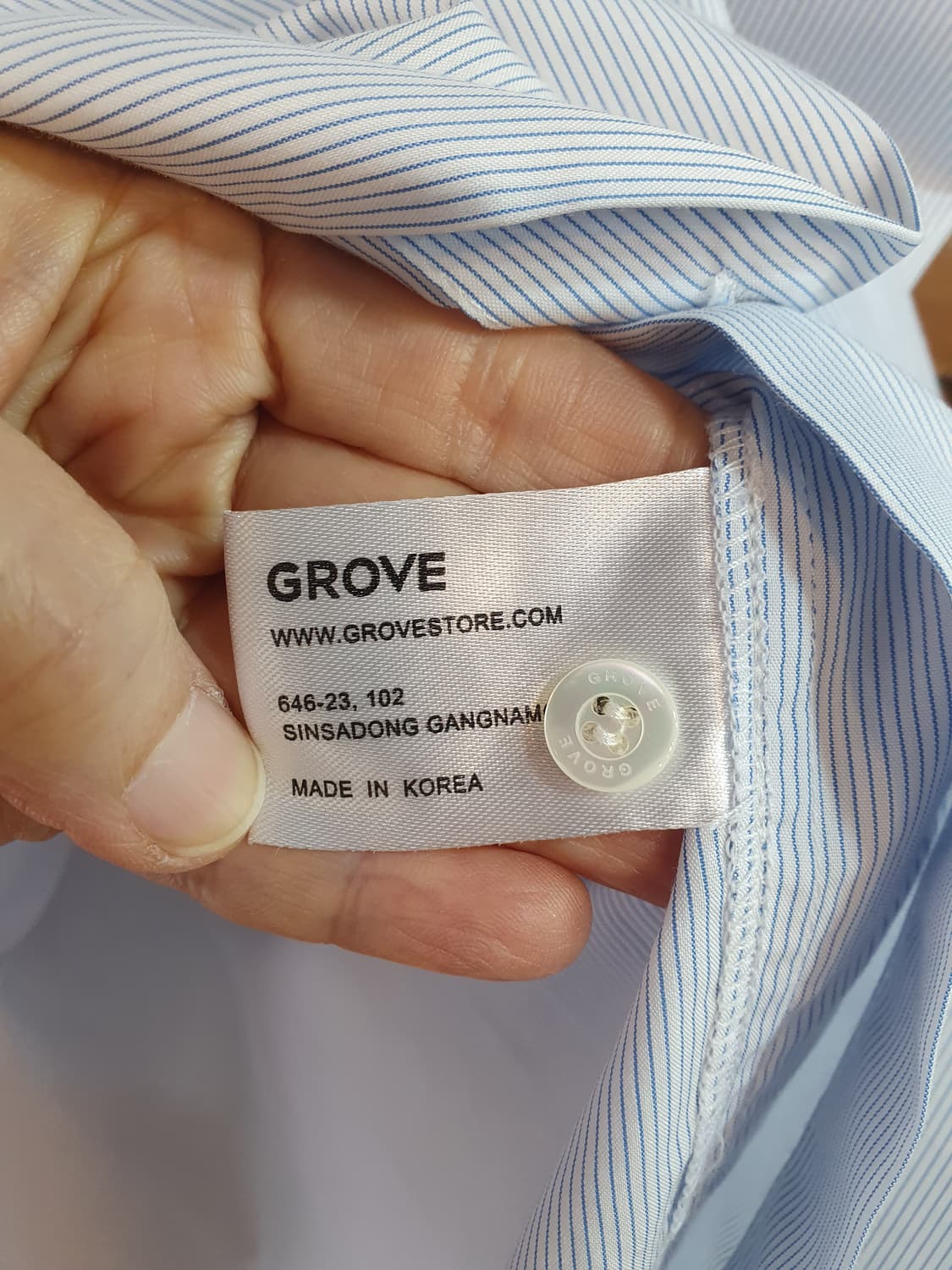 상태최상)GROVE 블루 스트라이프 셔츠 상품이미지4