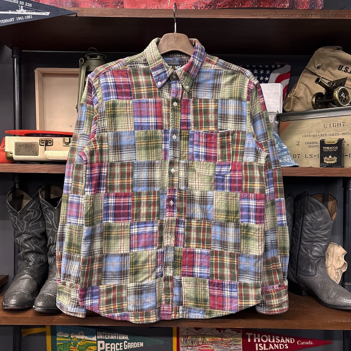 빔즈 마드라스 그런지 패치워크 버튼다운 셔츠 N873 상품이미지1