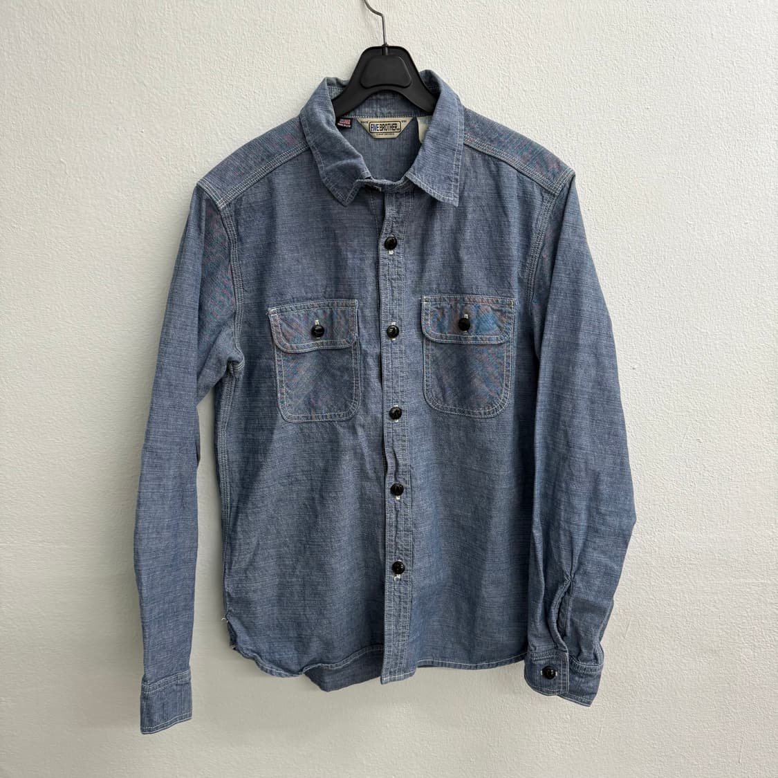 USA 80s Five brother 샴브레이 셔츠 S 상품이미지1