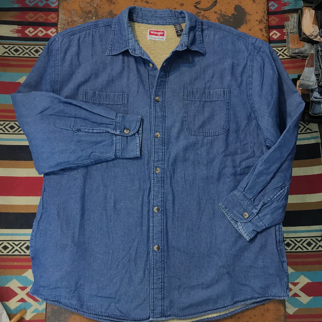 랭글러 투포켓 중청 데님 양털 셰르파 자켓 남성 115 빅사이즈  상품이미지1