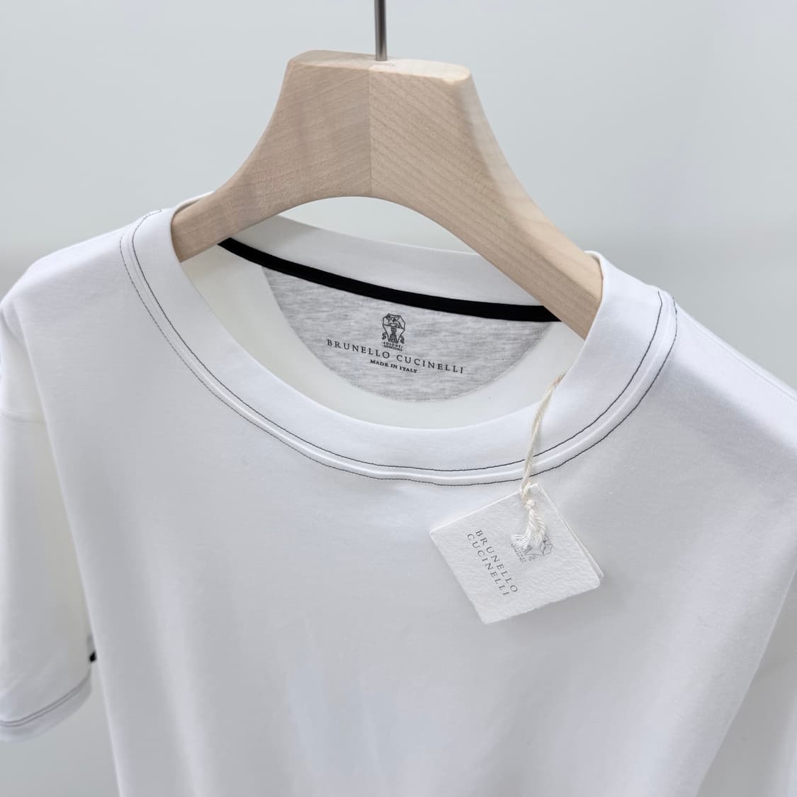 [미사용/2XL] 브루넬로 쿠치넬리 크루넥 코튼 반팔 티셔츠 화이트 상품이미지6