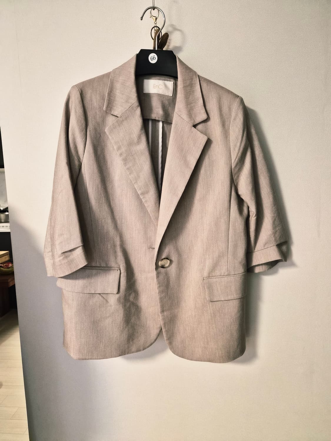 이앤씨(EnC) 베이지 린넨 원버튼 7부 자켓 (55사이즈) 상품이미지2