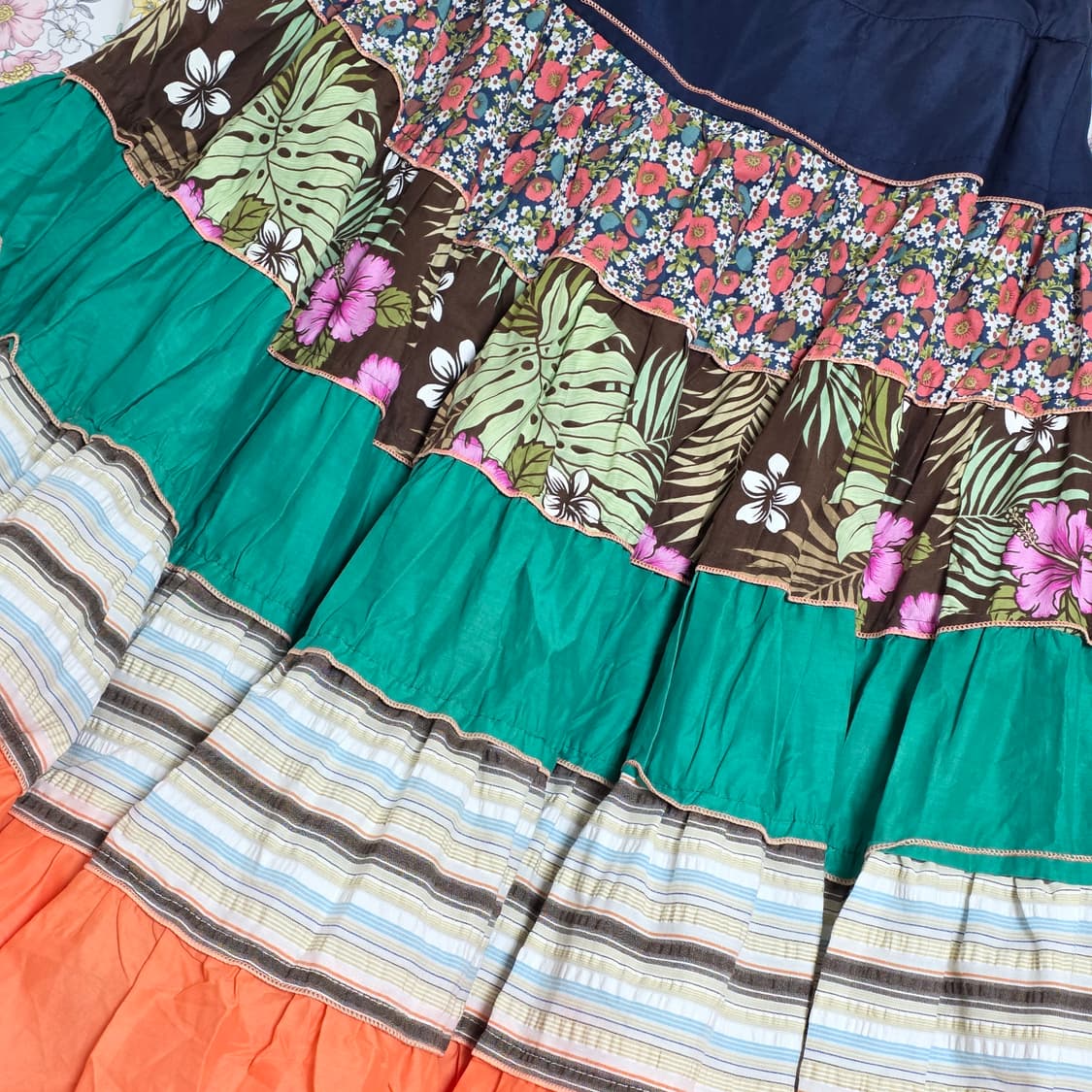 뉴욕빈티지)패치워크 플로럴 보헤미안 히피 스즈코모리걸 캉캉롱스커트 상품이미지2