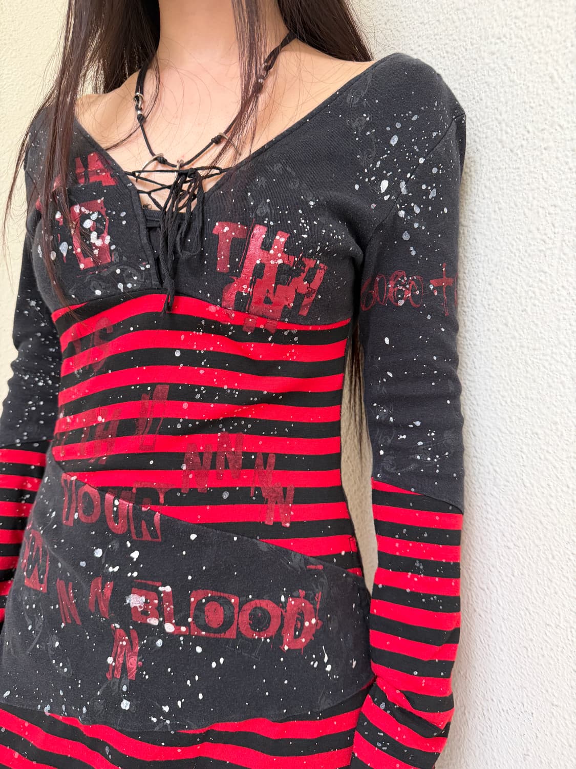 H.Anarchy Blood Stripe Lace-Up dress 상품이미지2