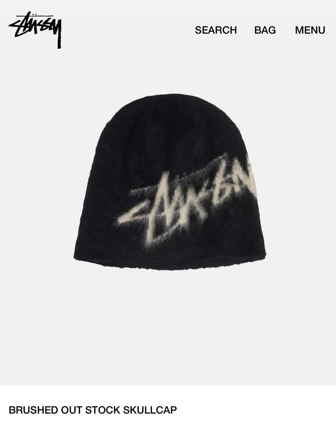 스투시 브러쉬드 아웃 스탁 스컬캡 비니 블랙 상품이미지1