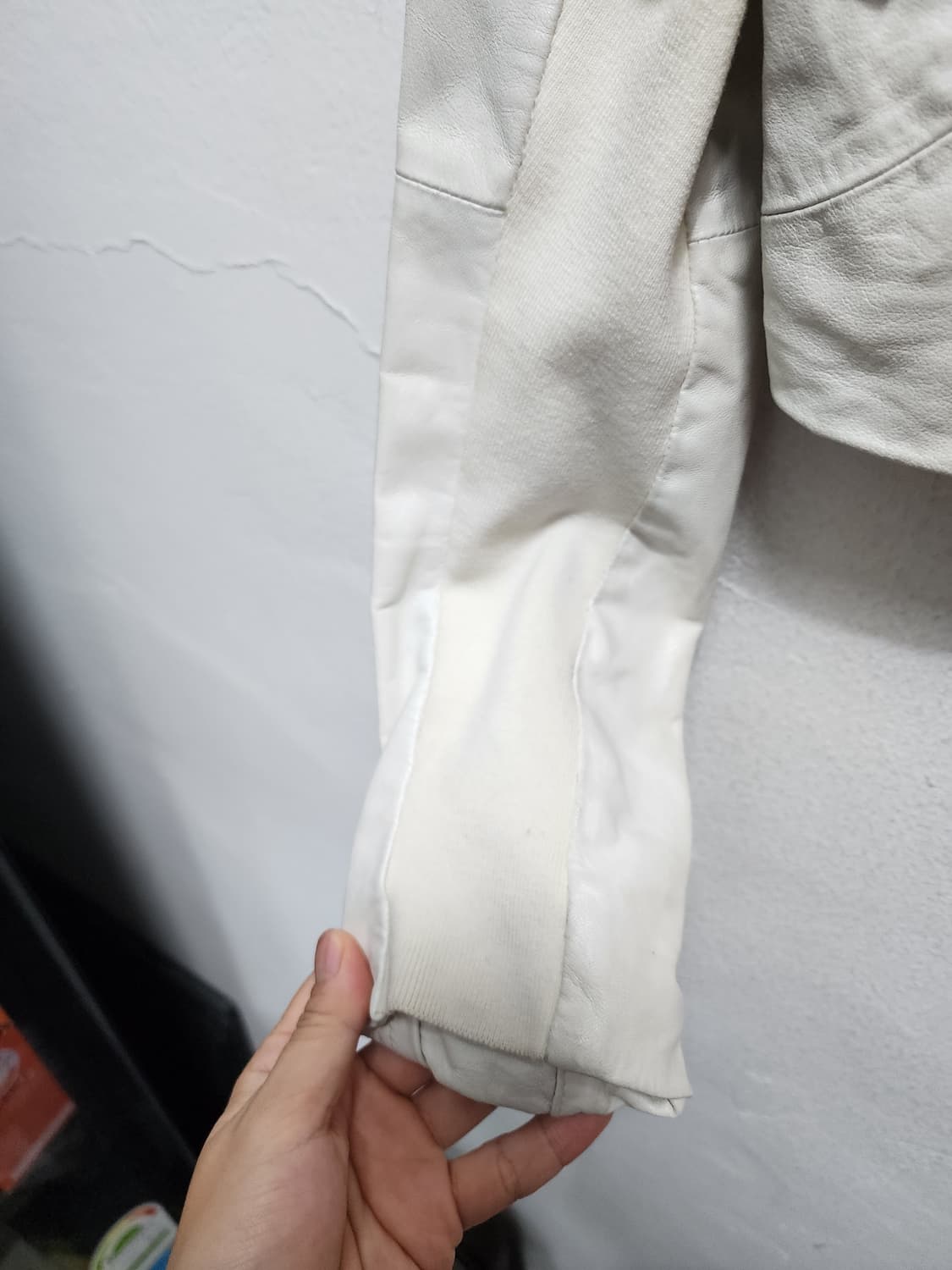 화이트 리얼레더 크롭 가죽자켓 상품이미지4