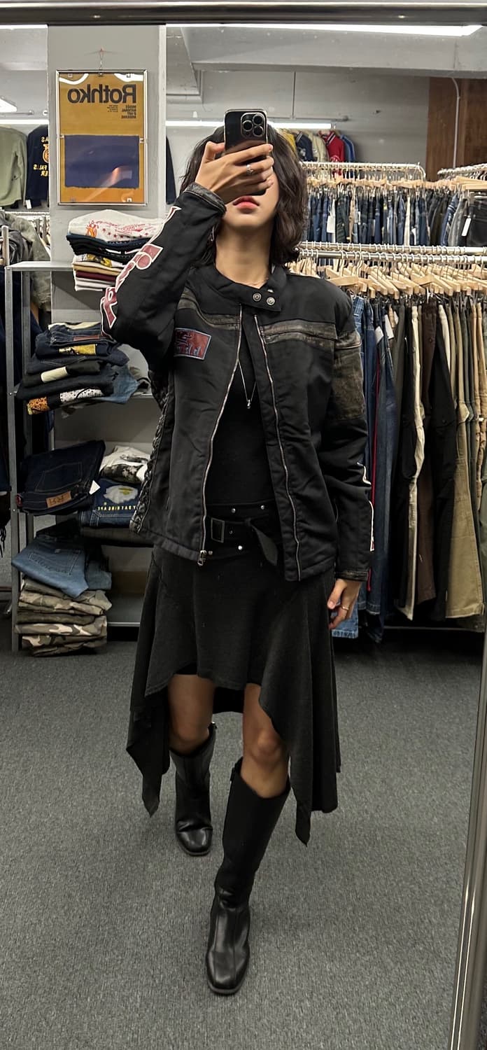 M)b.b.Miles 빈티지 가죽패치 스포츠바이커 자켓 상품이미지1