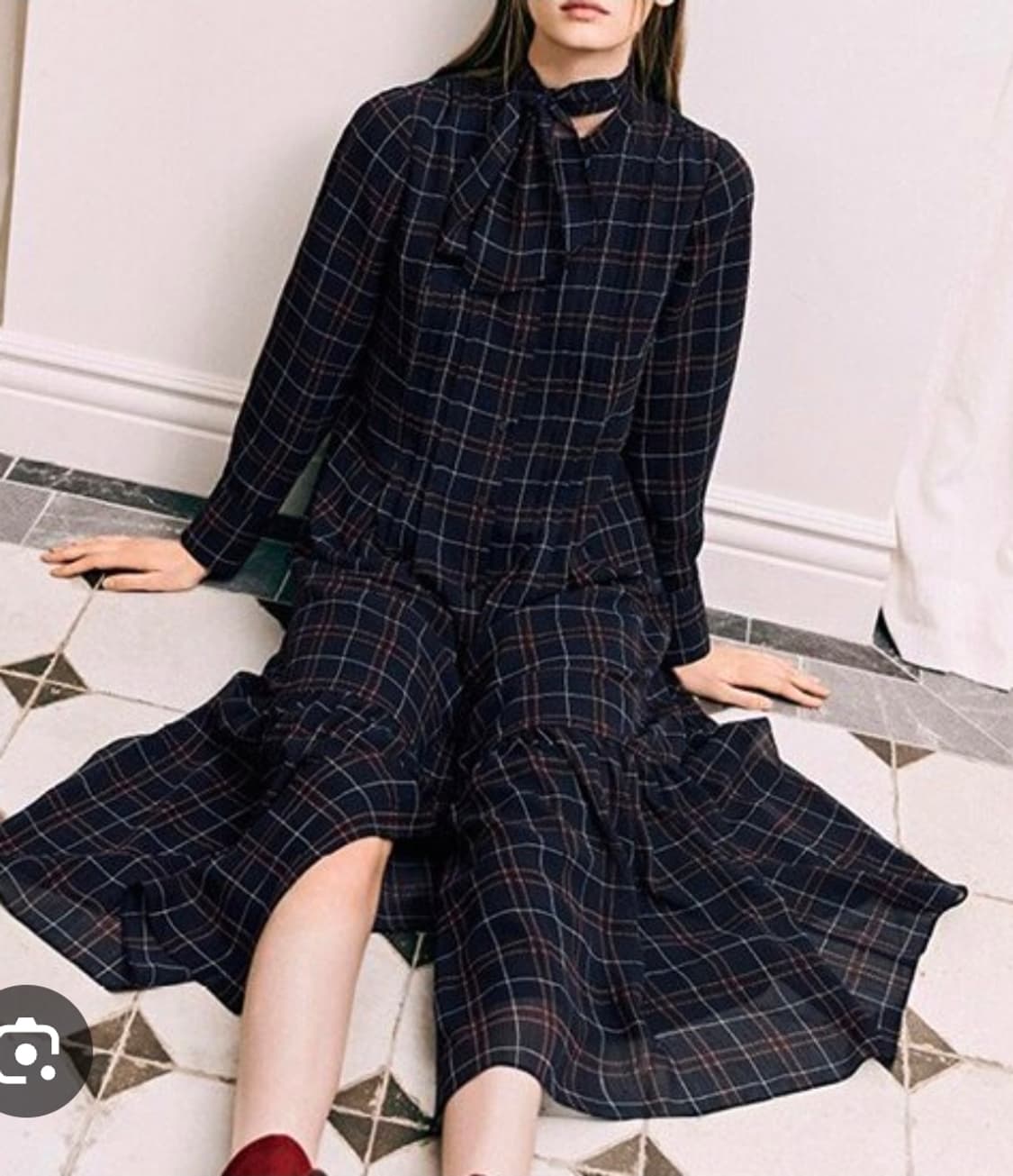 칼라거펠트 쉬폰 리본 롱 원피스 66 상품이미지1