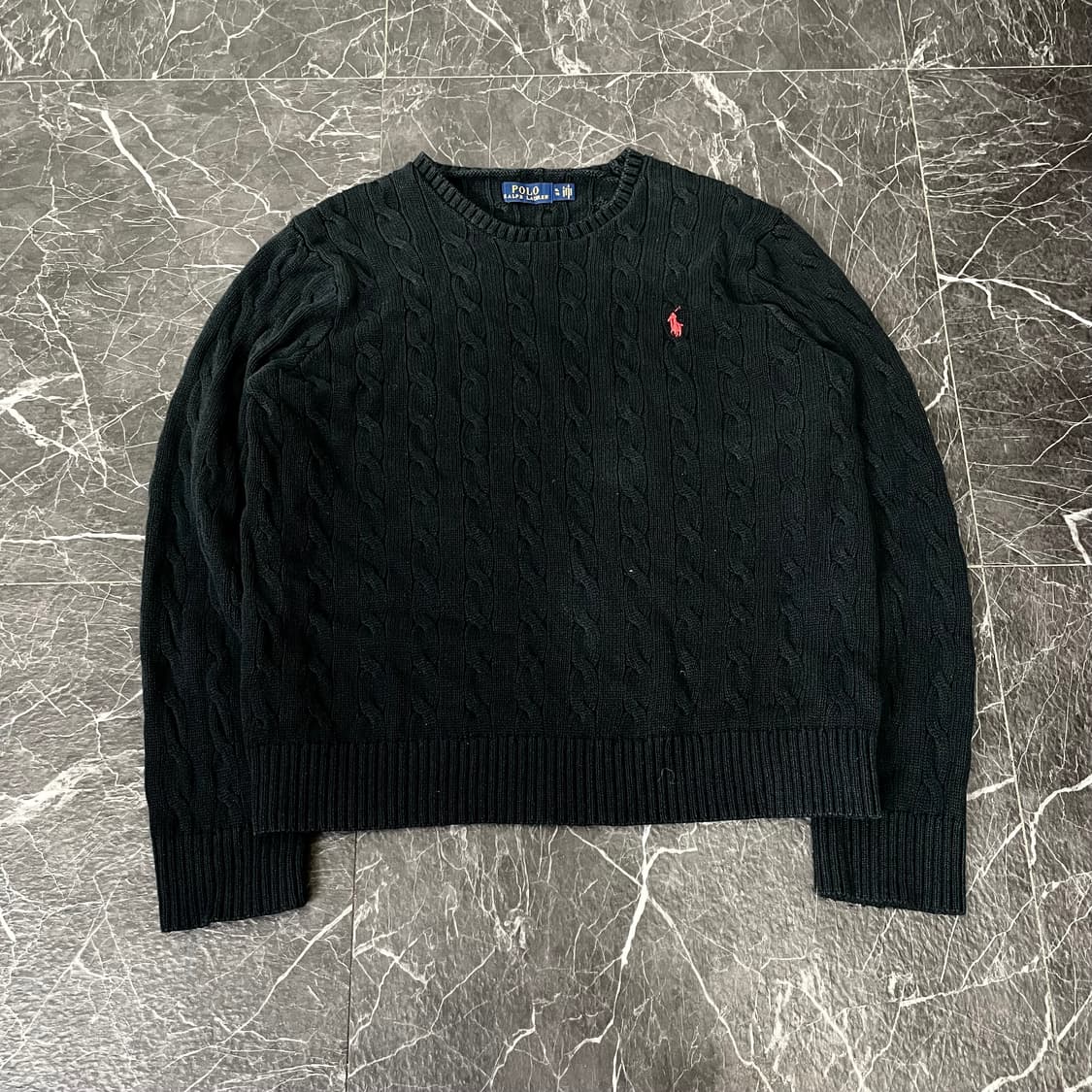 여성용 폴로랄프로렌 블랙 포니 꽈배기 니트 상품이미지1