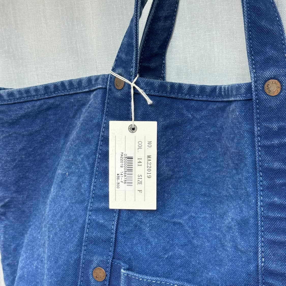 리얼맥코이 조맥코이(JOE McCOY) 인디고 다잉 캔버스 토트백 상품이미지4