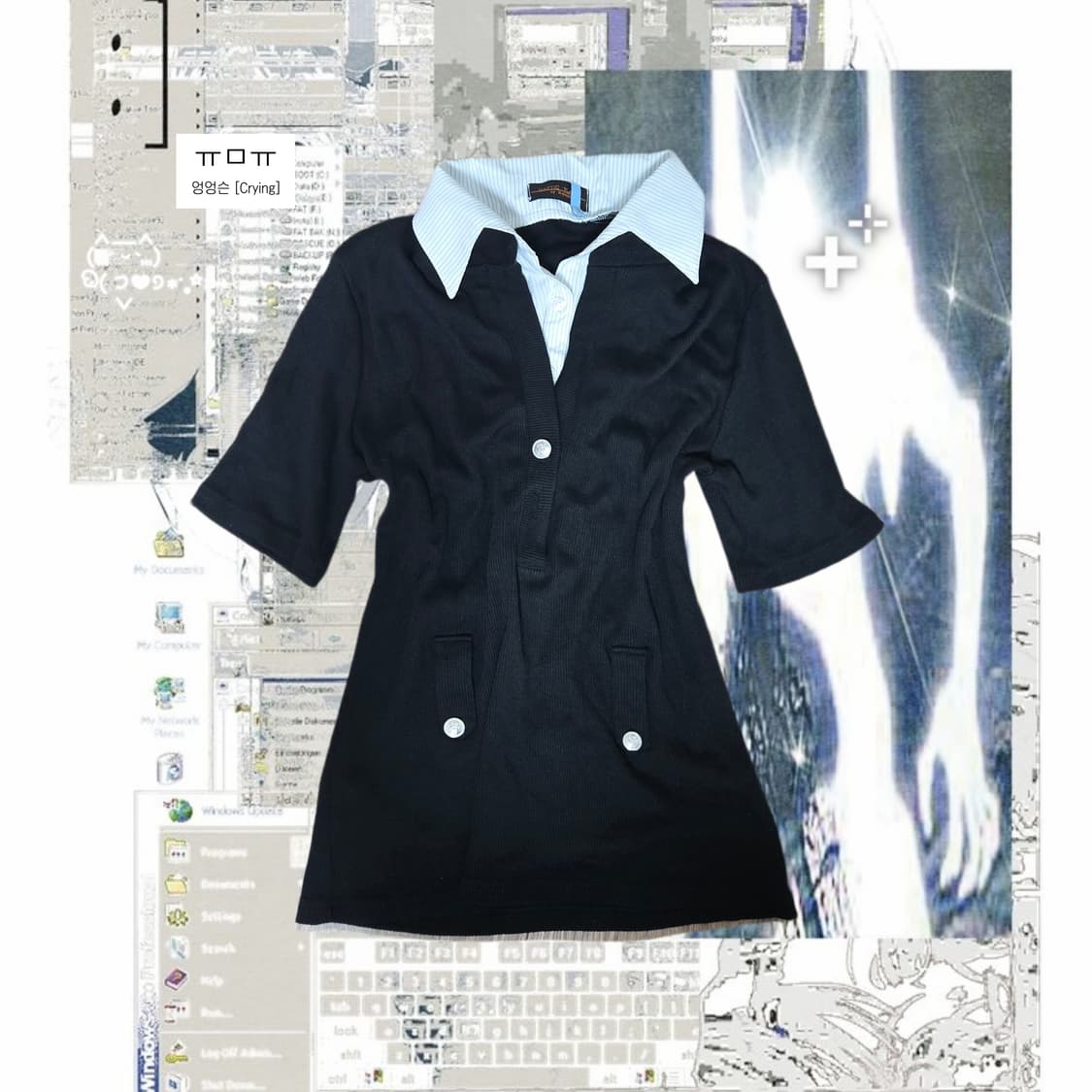 Vintage Y-shirt Layered Knit 상품이미지1