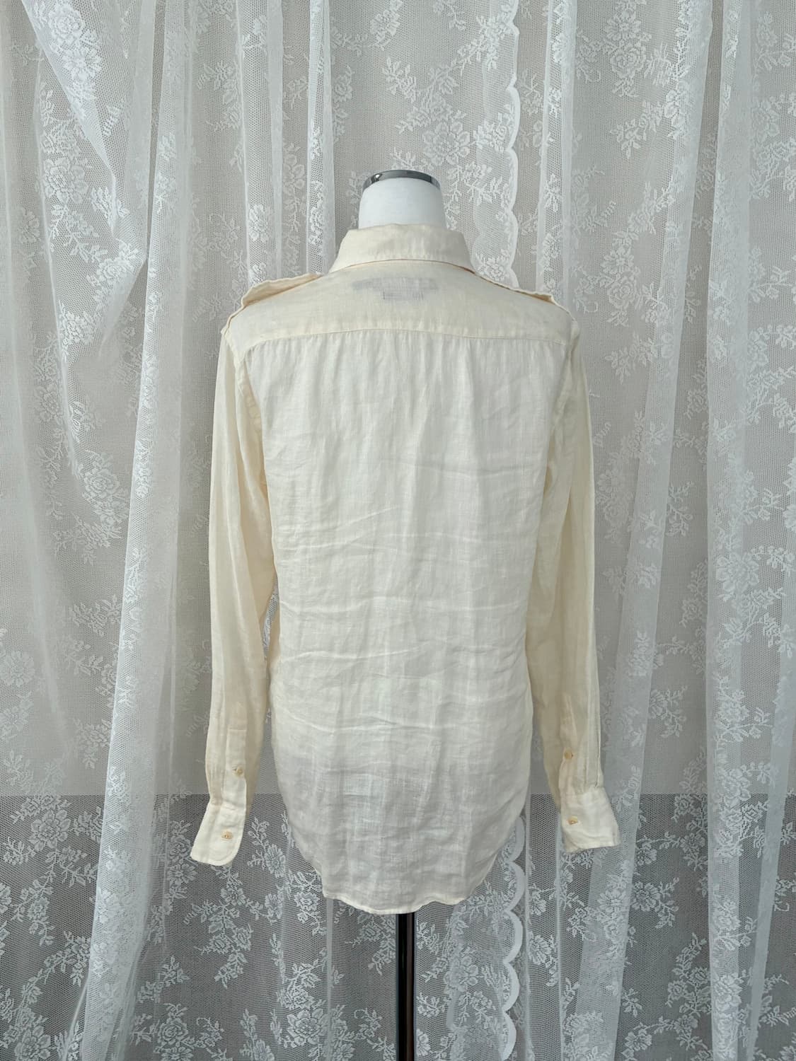 0) 랄프로렌 여성 클래식핏 린넨 100 셔츠 크림 상품이미지3