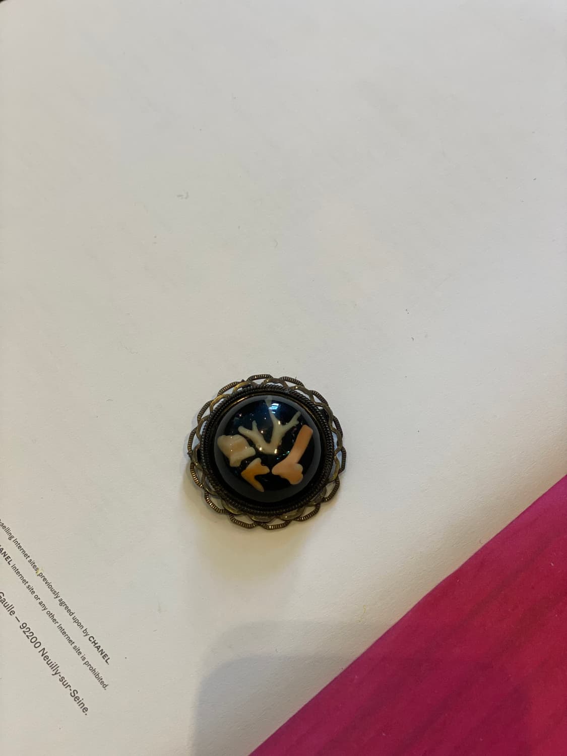 산호 장식 빈티지 돔 브로치 겸 팬던트 상품이미지4