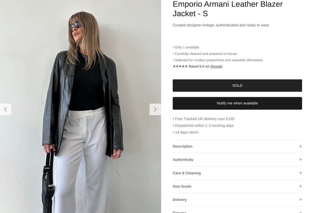 Giorgio Armani Lambskin Leather Blazer 상품이미지10