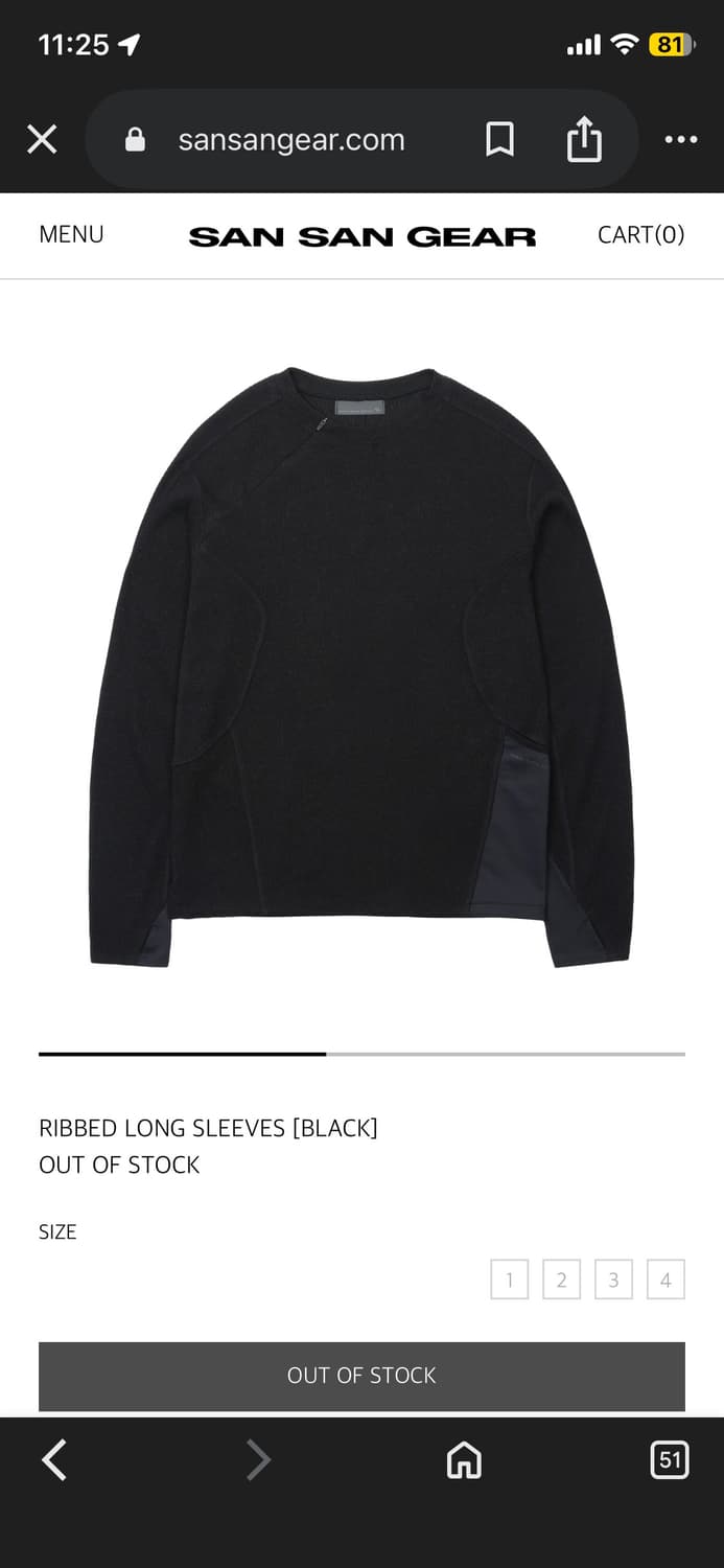 2 size) 산산기어 리브드 롱슬리브  상품이미지1