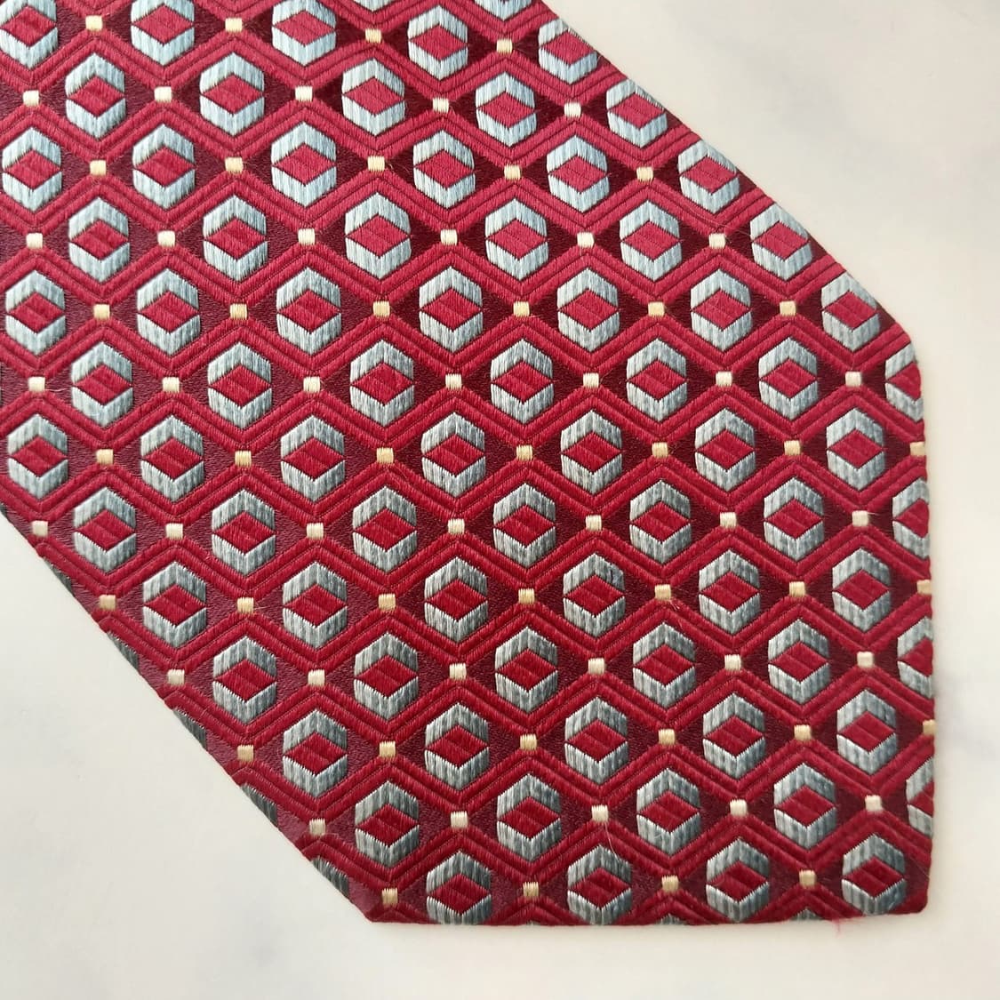 제냐 실크 레드 기하 자카드 넥타이 9.5cm A+등급 K1650
 상품이미지8